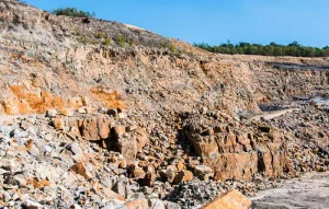 Detailansicht von Sandstein im Steinbruch